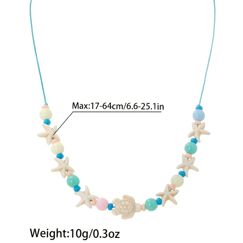 Bohemian Ocean Style Turtle & Starfish Beaded Necklace, Summer Wear